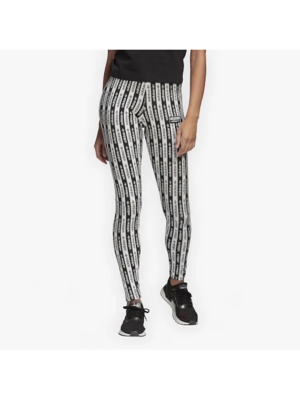 Adidas Originals Logo Tight Black White Trefoil Leggings pants XS. Co6